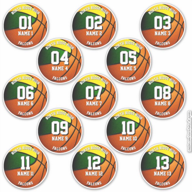 13 green gold sports team colours basketball  (Front)