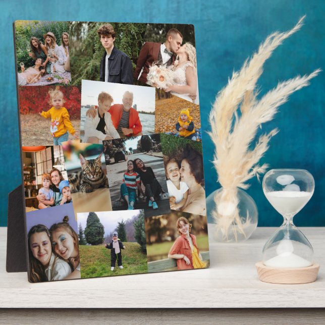 13 Haphazardly Overlapping Photos Collage Template Plaque (Side)