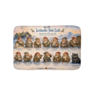 13 Icelandic Yule Lads Christmas in Iceland Bath Mat