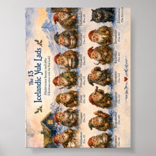 13 Icelandic Yule Lads Christmas in Iceland Poster