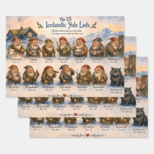 13 Icelandic Yule Lads Christmas in Iceland  Wrapping Paper Sheet