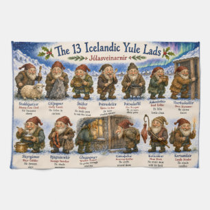 13 Icelandic Yule Lads Christmas reykjavik Tea Towel