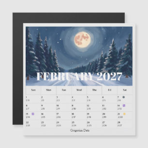 13-Month Moon Phase Zodiac february Calendar