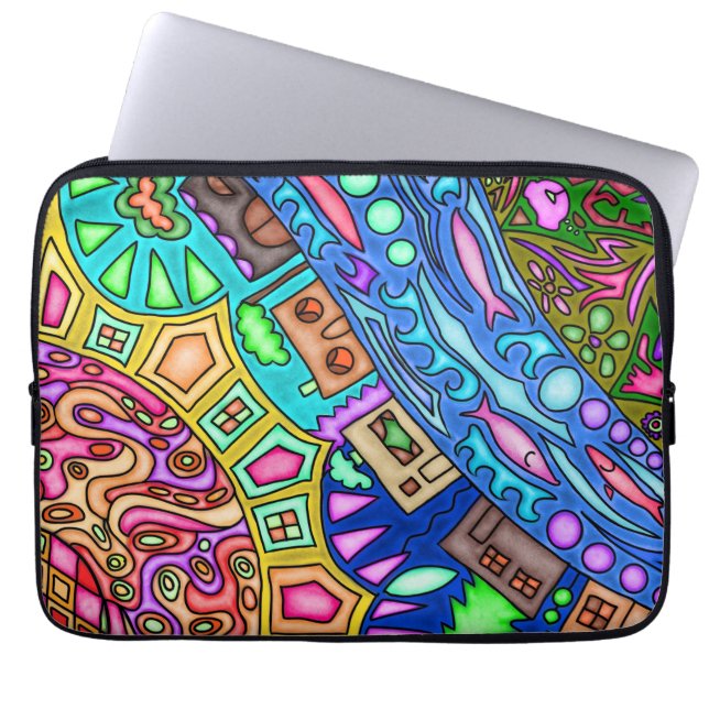 13' neoprene laptop sleeve with abstract artwork (Front)