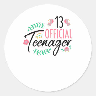 13 Official Teenager Girls Birthday Gift Classic Round Sticker