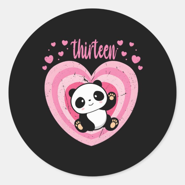 13 Panda 13Th B-Day Classic Round Sticker (Front)