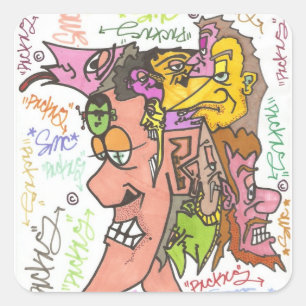 13 phaces squared square sticker