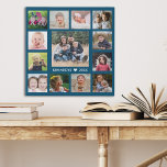 13 Photo Collage Family Name Create Your Own Faux Canvas Print<br><div class="desc">Create your own photo collage  faux wrapped canvas print with 13 of your favourite pictures on a white background.Personalise with family name and established date.</div>