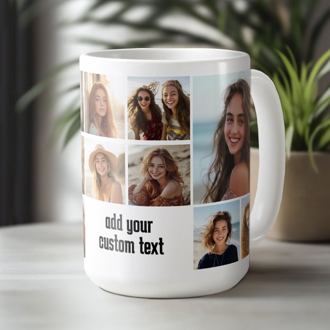 13 Photo Collage Grid white background black text Coffee Mug (Custom Photo Mug)