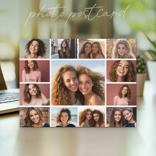 13 Photo Collage Grid with White Background Postcard