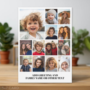 13 Photo Collage - Modern, Minimal White Holiday Card