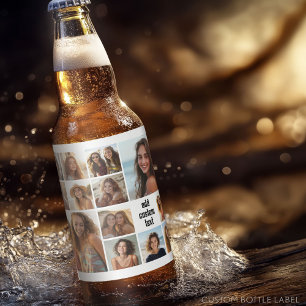 13 Photo Collage Monogram black - Can Edit Colour Beer Bottle Label