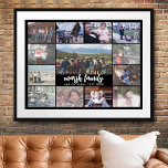 13 Photo Collage Optional Text -- Family - black Poster<br><div class="desc">13 Photo collage in a layout that includes one big photo in the middle. Add your favourite pics to this fun template. You can use square photos or any photos for this grid. -- The black background can be changed when you visit the advanced design area. Font can also be...</div>