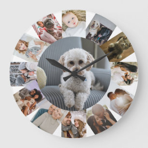 13 Photo Collage Personalised Large Clock