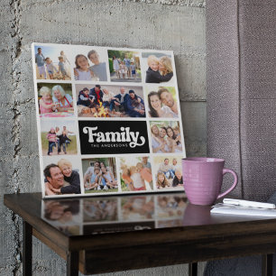 13 Photos Collage Family Monogram Canvas Print