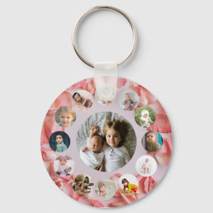 13 Photos collage Personalised Name rosy Key Ring