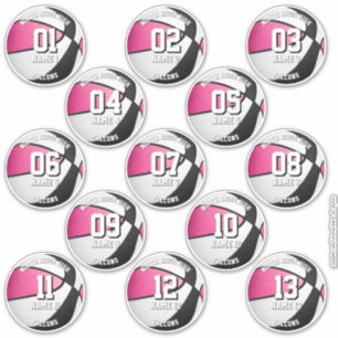 13 pink black team colors basketball stickers