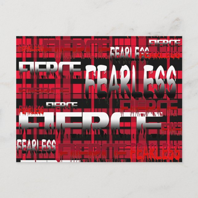 13.Red and Black Plaid Fearless Fierce Postcard (Front)