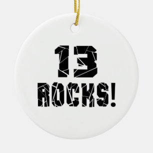 13 Rocks Birthday Designs Ceramic Tree Decoration