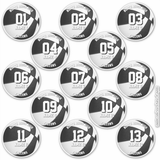 13 stickers for basketball players w team colors (Front)