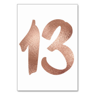 13 Table  Number White Metallic Pink Rose Gold Table Number