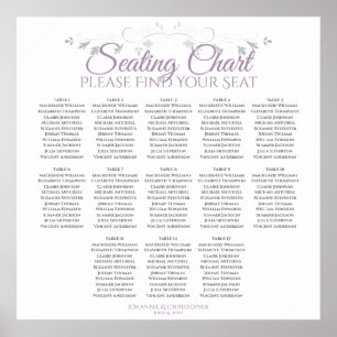 13 Table Purple & Grey Wedding Seating Chart