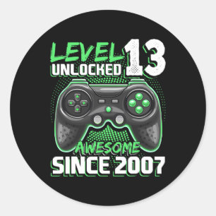 13 Unlocked Awesome 2007 Video Game 13th Birthday  Classic Round Sticker