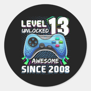 13 Unlocked Awesome 2008 Video Game 13th Birthday  Classic Round Sticker
