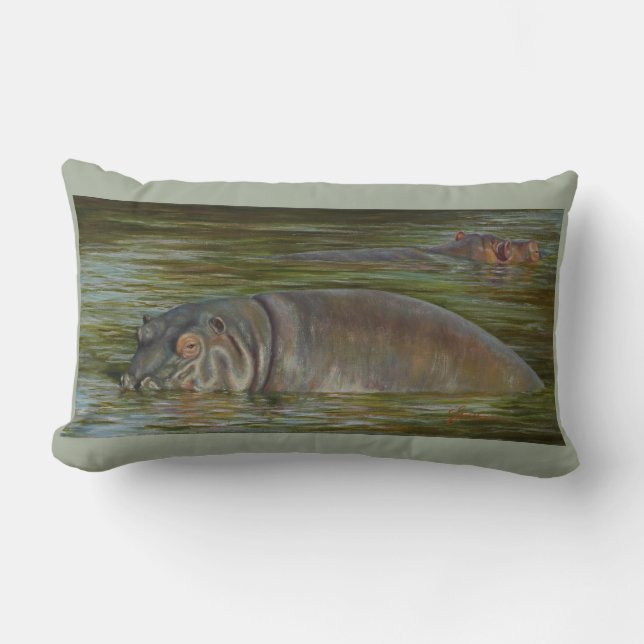 13" x 21" Hippo Lumbar Pillow (Front)