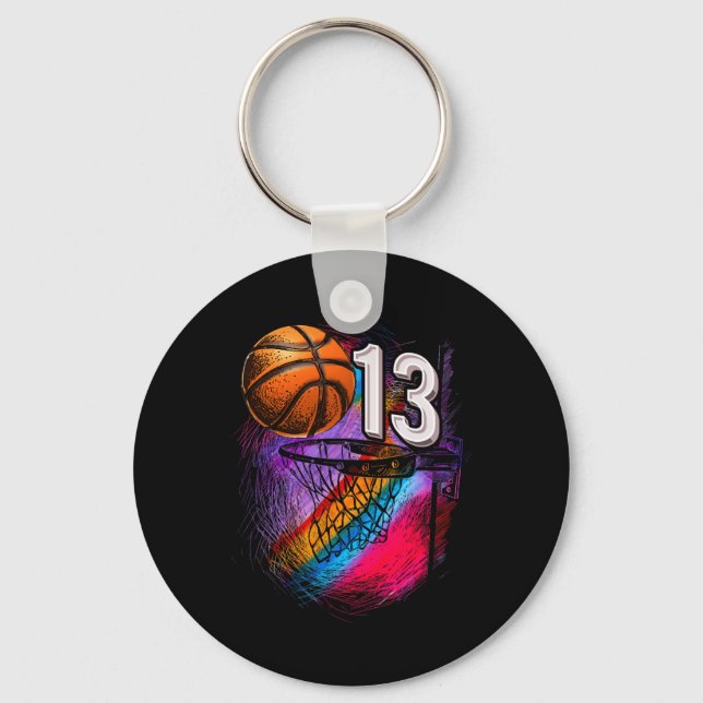 13 Year Old 13th Birthday Basketball Official Teen Key Ring (Front)