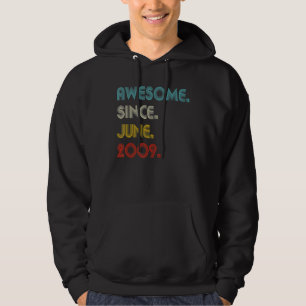13 Year Old Awesome Since June 2009 13th Birthday Hoodie