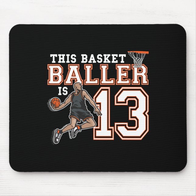 13 Year Old Basketball Birthday Party Hoops Player Mouse Pad (Front)