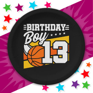 13 Year Old Basketball Party 13th Birthday Boy Paper Plate