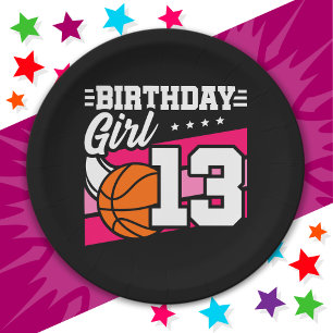 13 Year Old Basketball Party 13th Birthday Girl Paper Plate