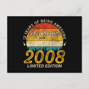 13 Year Old Bday 2008 Awesome Since 13th Birthday Postcard