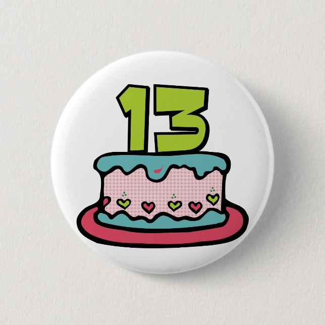 13 Year Old Birthday Cake 6 Cm Round Badge (Front)