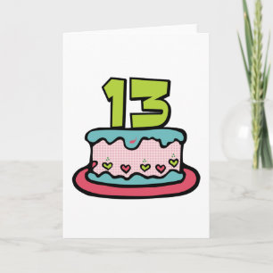 13 Year Old Birthday Cake Card