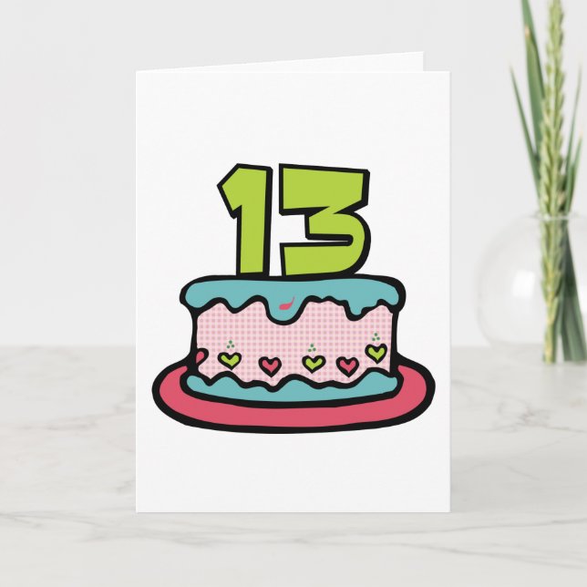 13 Year Old Birthday Cake Card (Front)