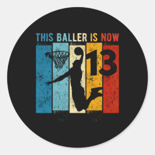 13 Year Old Bysketbyll 13th Birthday Boy Classic Round Sticker
