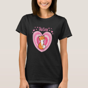13 Year Old Cute Fox Birthday Girl 13th B Day 1 T-Shirt