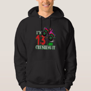 13 Year Old Girl 13th Birthday Monster Truck Boy C Hoodie