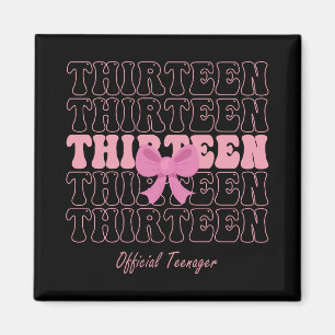 13 Year Old Pink Coquette Bow Official Teenager 13 Magnet