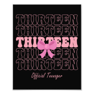 13 Year Old Pink Coquette Bow Official Teenager 13 Photo Print