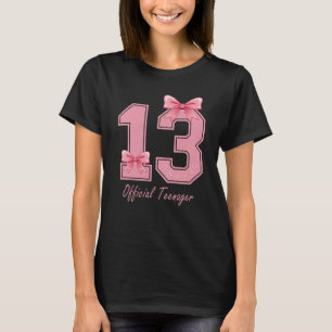 13 Year Old Pink Coquette Bow Official Teenager 13 T-Shirt