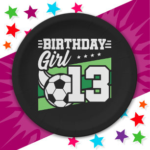 13 Year Old Soccer Football 13th Birthday Girl Paper Plate