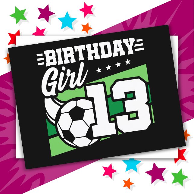 13 Year Old Soccer Football 13th Birthday Girl Postcard (Creator Uploaded)