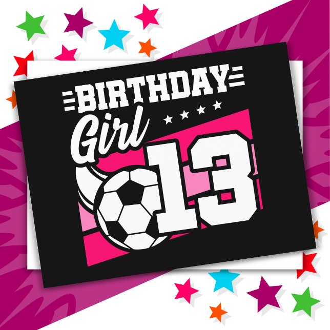 13 Year Old Soccer Football 13th Birthday Girl Postcard (Creator Uploaded)