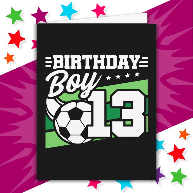 13 Year Old Soccer Football Kids 13th Birthday Boy Card (Creator Uploaded)