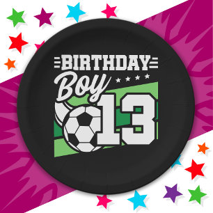 13 Year Old Soccer Football Kids 13th Birthday Boy Paper Plate