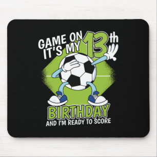13 Year Old Soccer Player Boy 13th Birthday Soccer Mouse Pad